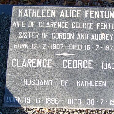 FENTUM Clarence George 1896-1988  &amp; Kathleen Alice 1907-1977