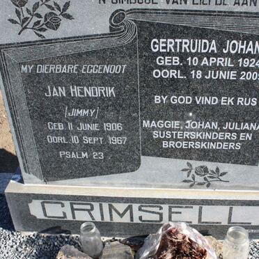 GRIMSELL Jan Hendrik 1906-1967 &amp; Gertruida Johanna 1924-2009