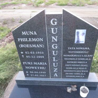 GUNGULUZA Muna Philemon 1933-2008 & Puki Maria Nowethu 1940-2017