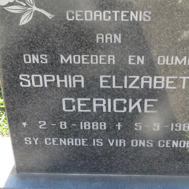 GERICKE Sophia Elizabeth 1888-1982