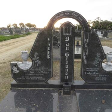 GREUNEN Frederick Mathys, van 1936-1989 &amp; Evelyn Mona 1937-2013