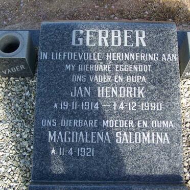 GERBER Jan Hendrik 1914-1990 &amp; Magdalena Salomina 1921-