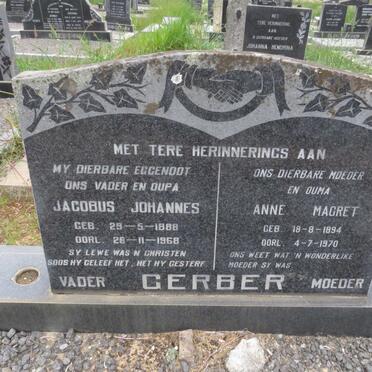 GERBER Jacobus Johannes 1888-1968 &amp; Anne Magret 1894-1970