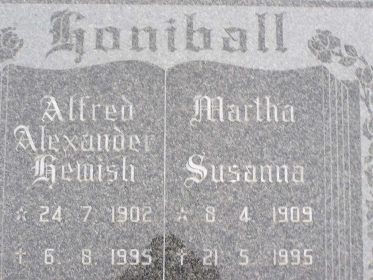 HONIBALL Alfred  Alexander Hewish 1902-1995 &amp; Martha Susanna 1909-1995