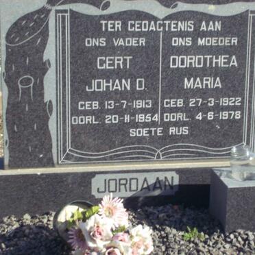 JORDAAN Gert Johan D. 1913-1954 &amp; Dorothea Maria 1922-1978
