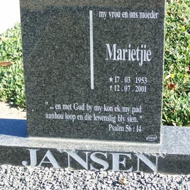 JANSEN Marietjie 1953-2001