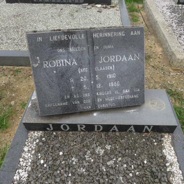 JORDAAN Robina nee CLAASEN 1910-1986