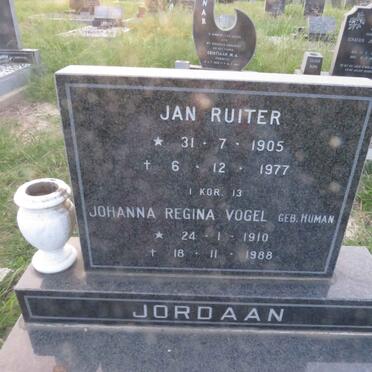 JORDAAN Jan Ruiter 1905-1977 & Johanna Regina Vogel HUMAN 1910-1988