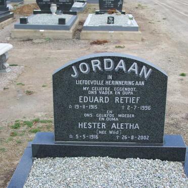 JORDAAN Eduard Retief 1915-1996 &amp; Hester Aletha WIID 1916-2002