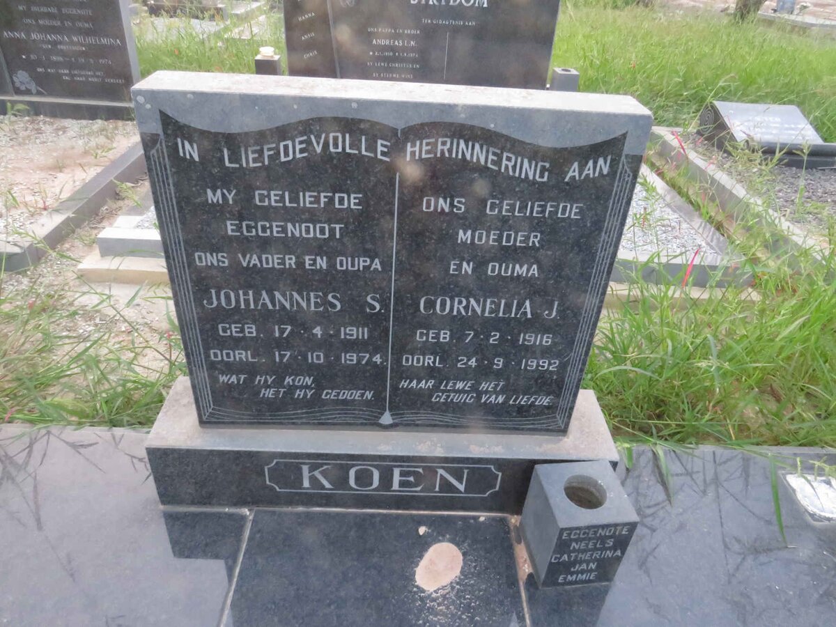 KOEN Johannes S. 1911-1974 & Cornelia J. 1916-1992