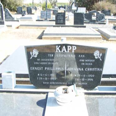 KAPP Ernest Phillippus 1911-1983 &amp; Johanna Christina 1920-1996