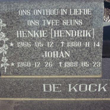 KOCK Hendrik, de 1966-1980 :: DE KOCK Johan 1960-1988