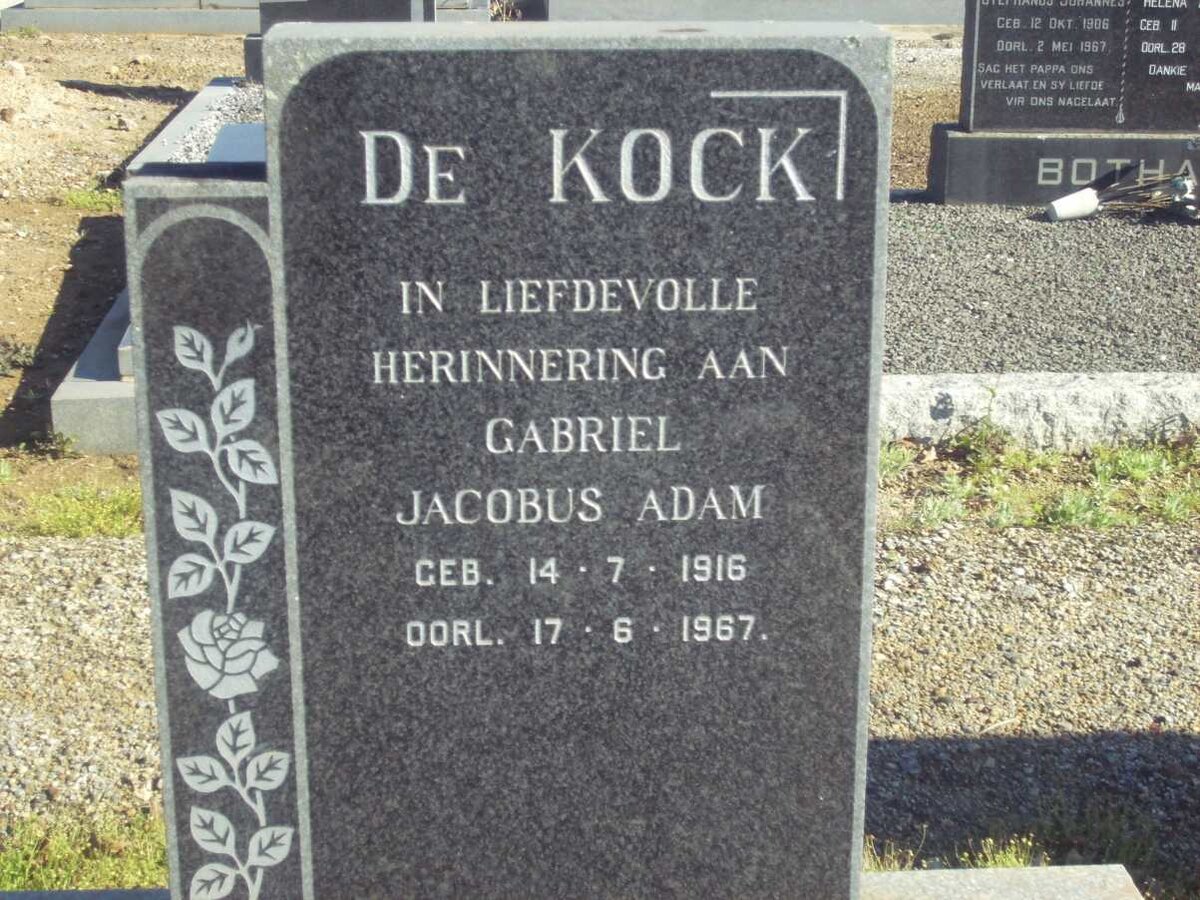 KOCK Gabriel Jacobus Adam, de 1916-1967