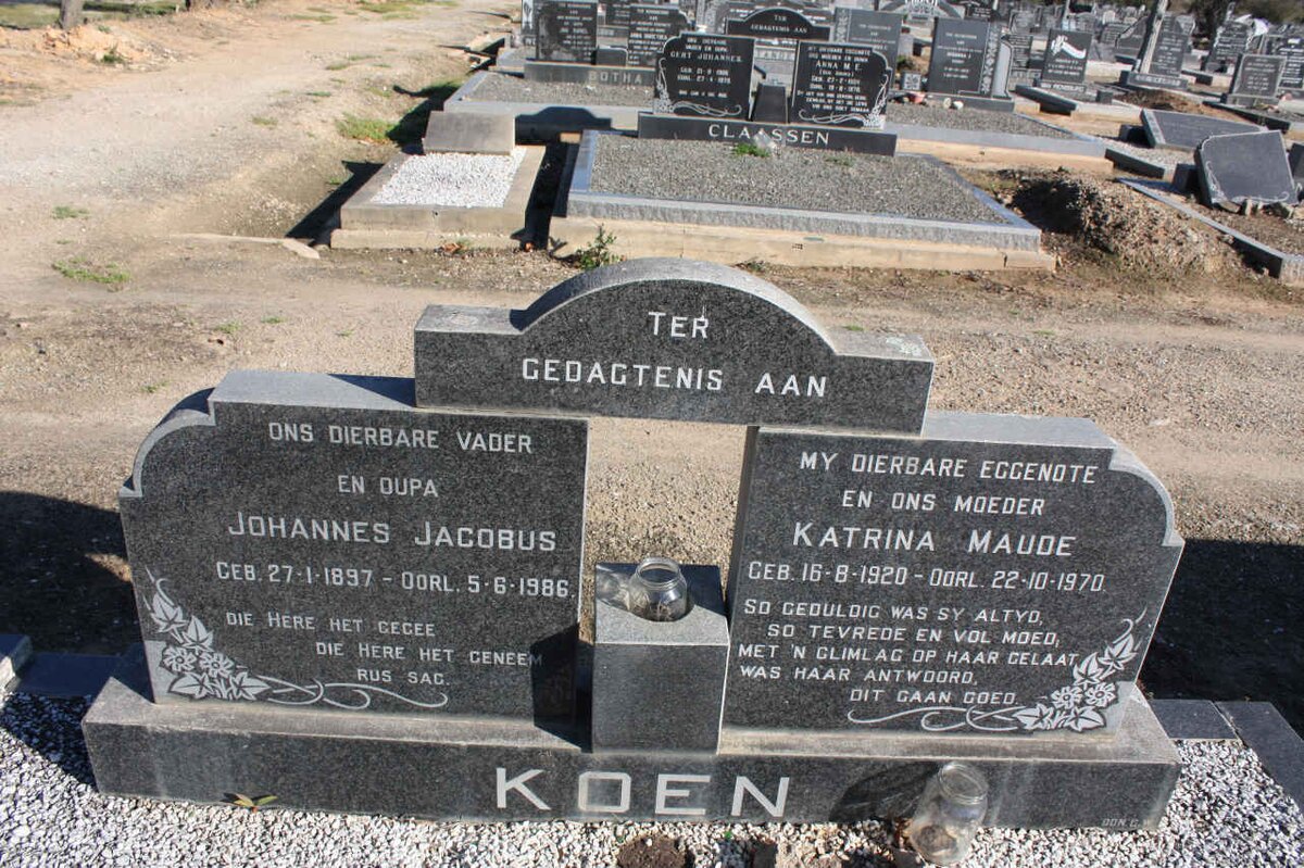 KOEN Johannes Jacobus 1897-1986 &amp; Katrina Maude 1920-1970