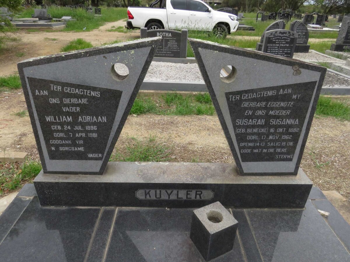 KUYLER William Adriaan 1896-1981 & Susarah Susanna BENECKE 1882-1962