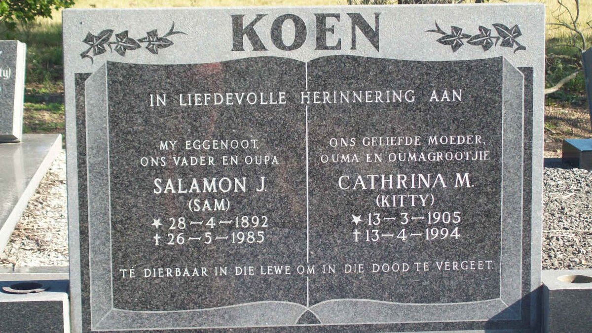 KOEN Salamon J. 1892-1985 &amp; Catharina M. 1905-1994