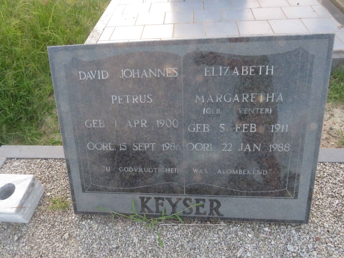 KEYSER David Johannes Petrus 1900-1986 & Elizabeth Margaretha VENTER 1911-1988