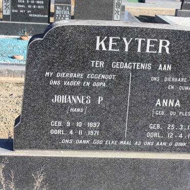 KEYTER Johannes P. 1897-1971 &amp; Anna M. DU PLESSIS 1902-1985