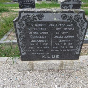 KLUE Cornelius Johannes 1909-1968 &amp; Jacoba Johanna Gertruida 1910-1978