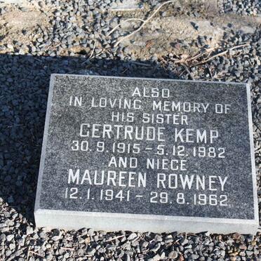 KEMP Gertrude 1915-1982 :: ROWNEY Maureen 1941-1962