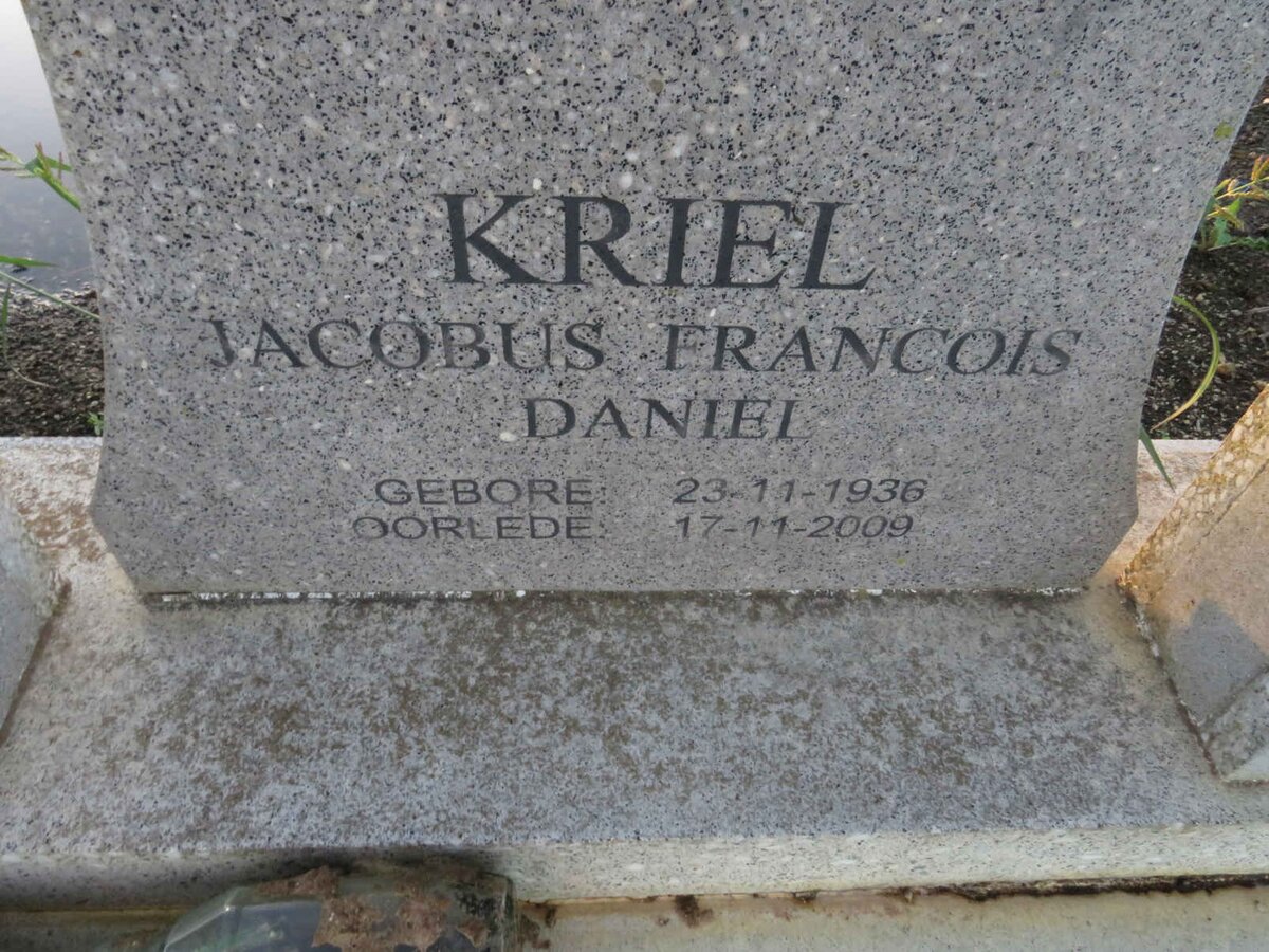KRIEL Jacobus Francois Daniel 1936-2009