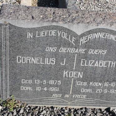 KOEN Cornelius J. 1875-1961 &amp; Elizabeth I.C. KOEN 1885-1957