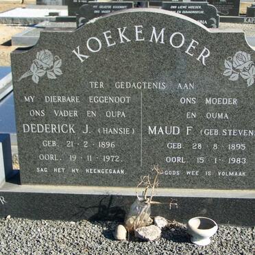 KOEKEMOER Dederick J. 1896-1972 &amp; Maud F. STEVENS 1895-1983