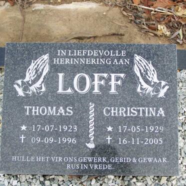 LOFF Thomas 1923-1996 &amp; Christina 1929-2005