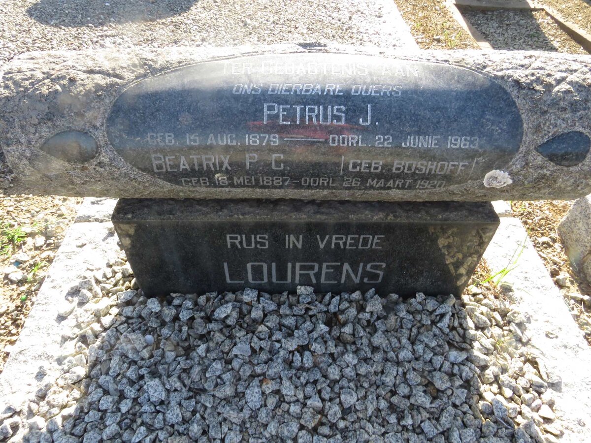 LOURENS Petrus J. 1879-1963 & Beatrix P.C. BOSHOFF 1887-1920