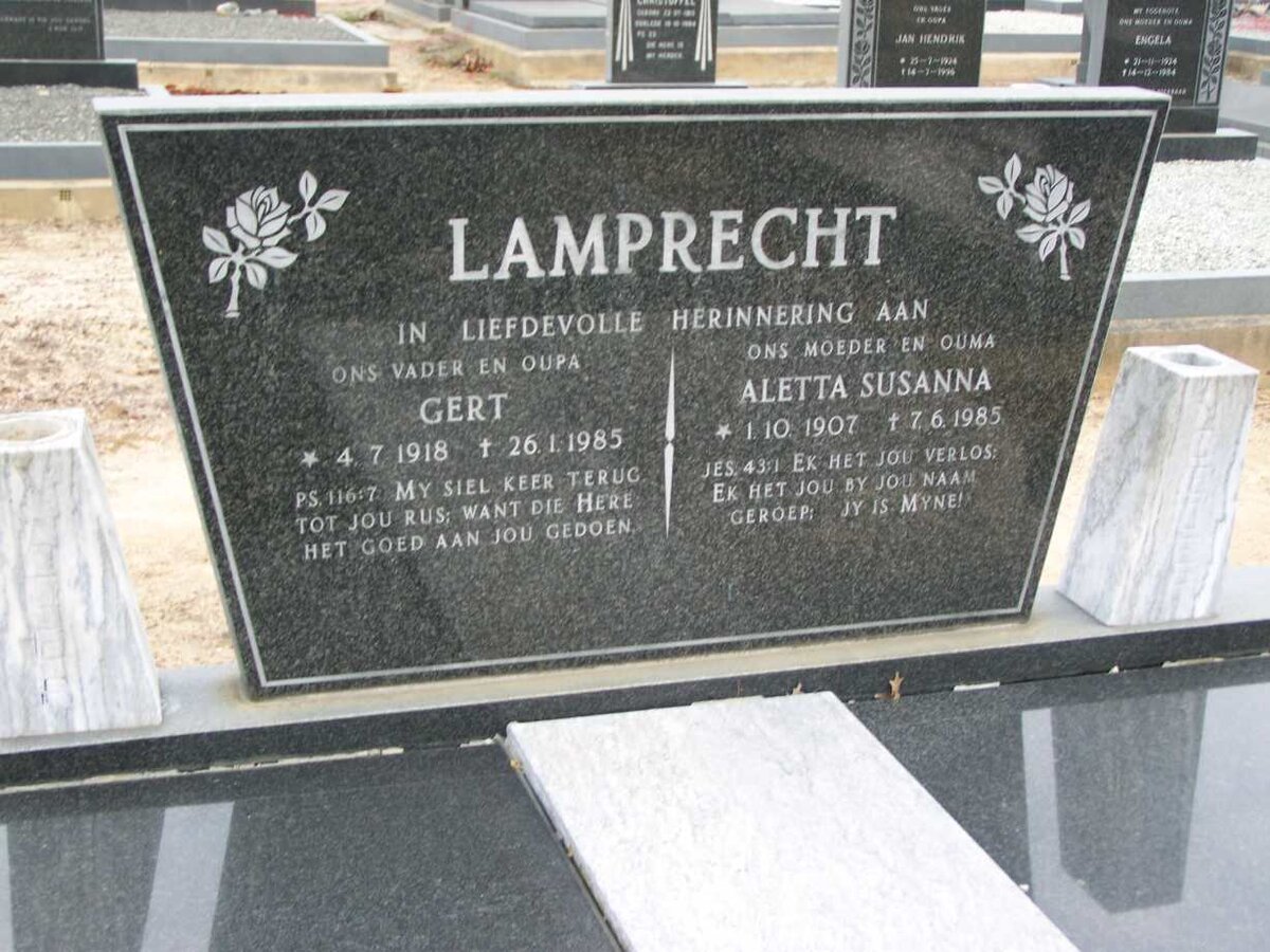 LAMPRECHT Gert 1918-1985 &amp; Aletta Susanna 1907-1985