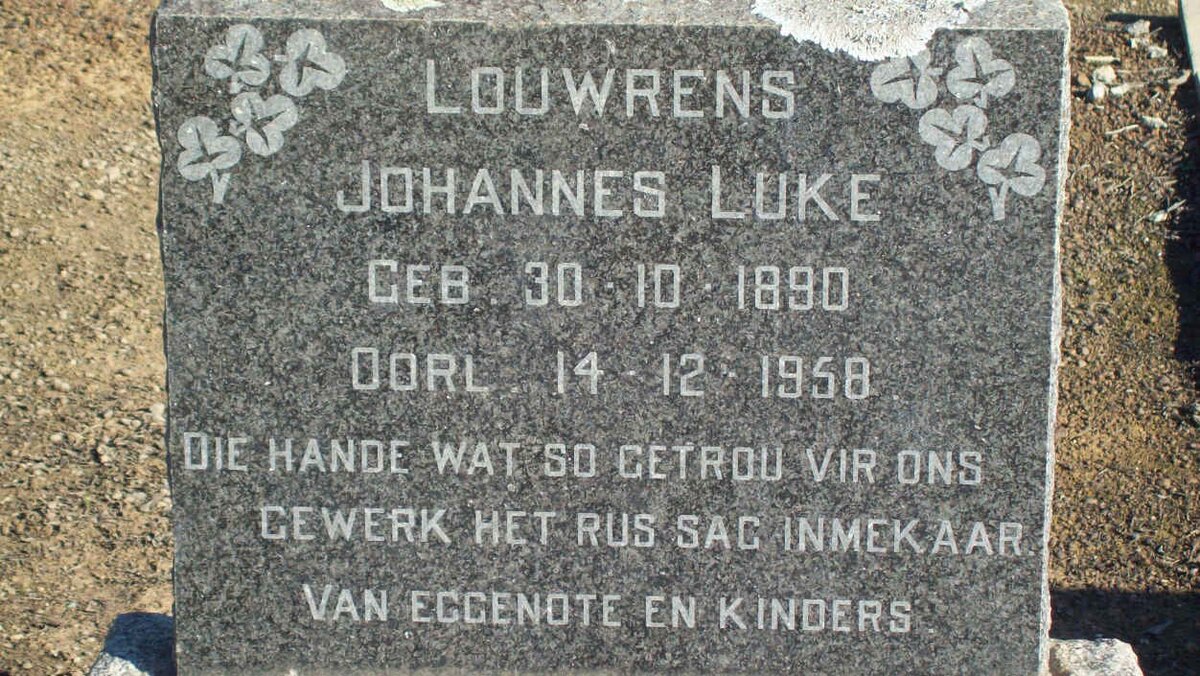 LUKE Louwrens Johannes 1890-1958