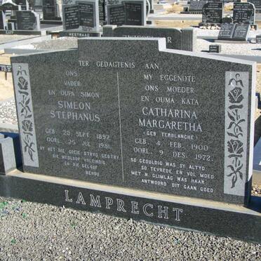 LAMPRECHT Simeon Stephanus 1892-1981 &amp; Catharina Margaretha TERBLANCHE 1900-1972
