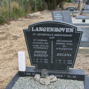 LANGENHOVEN Pieter Barend 1919-1998 &amp; Helena 1924-2002