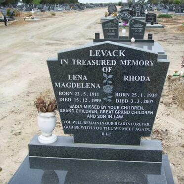 LEVACK Lena Magdalena 1911-1999 :: LEVACK Rhoda 1934-2007