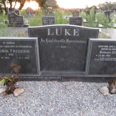 LUKE Hendrik Frederik 1929-1996 &amp; Barbara BOTHA 1931-2016
