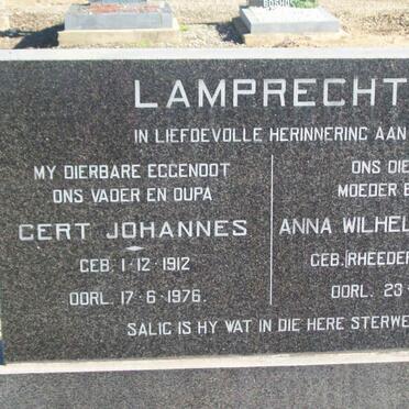 LAMPRECHT Gert Johannes 1912-1976 &amp; Anna Wilhelmina Maria RHEEDER 1917-1982