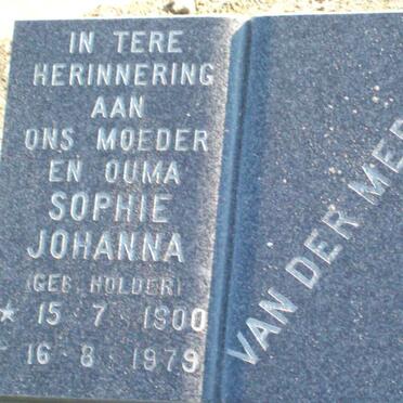 MERWE Sophie Johanna, van der  nee HOLDER 1900-1979