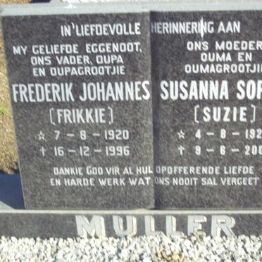 MULLER Frederik Johannes 1920-1996 &amp; Susanna Sophia 1923-2004