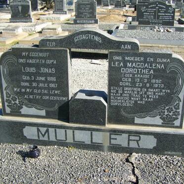 MULLER Louis Jonas  1886-1967 &amp; Lea Magdalena Dorothea  KRAUSE 1892-1973