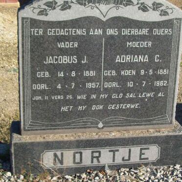 NORTJE Jacobus J. 1881-1957 &amp; Adriana C. KOEN 1881-1962