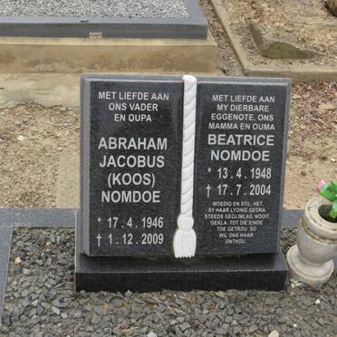 NOMDOE Abraham Jacobus 1946-2009 & Beatrice 1948-2004 