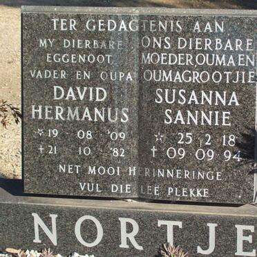 NORTJE David Hermanus 1909-1982 &amp; Susanna Sannie 1918-1994