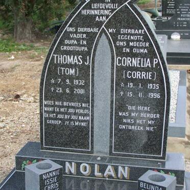 NOLAN Thomas J. 1932-2001 &amp; Cornelia P. 1935-1996