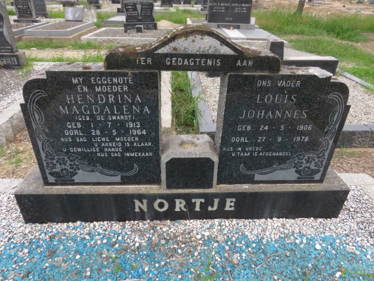 NORTJE Louis Johannes 1906-1978 &amp; Hendrina Magdalena DE SWARDT 1913-1964