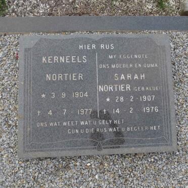 NORTIER Kerneels 1904-1977 &amp; Sarah KLUE 1907-1976
