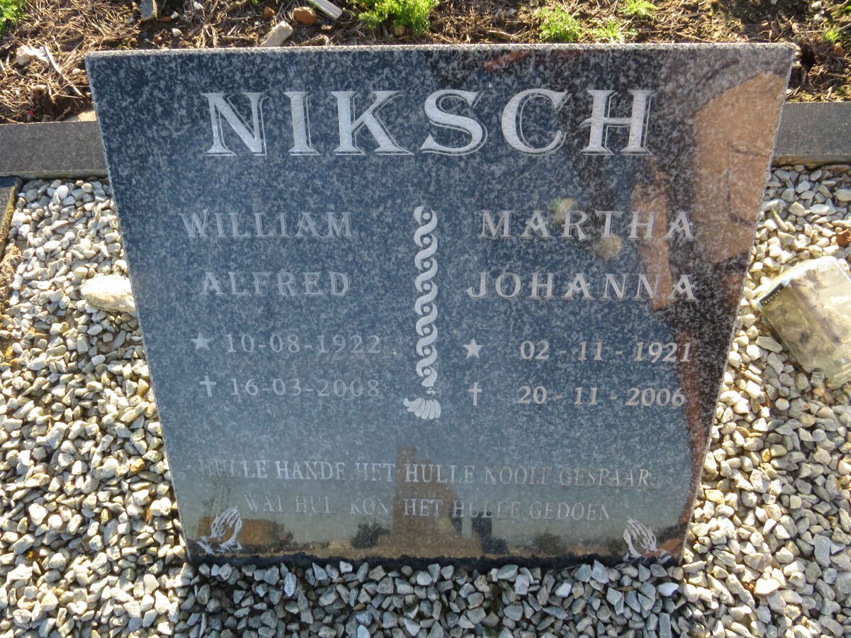 NIKSCH William Alfred 1922-2008 & Martha Johanna 1921-2006
