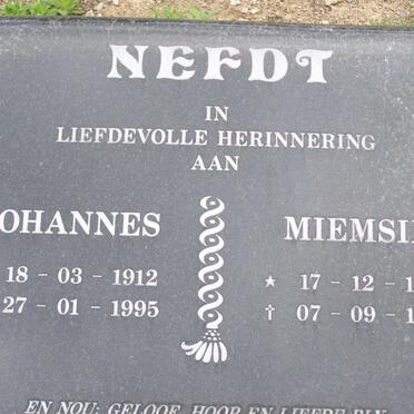 NEFDT Johannes 1912-1995 &amp; Miemsie 1920-1995