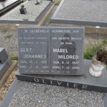 OLIVIER Gert Johannes 1919-1993 &amp; Mabel Mildred 1927-2009