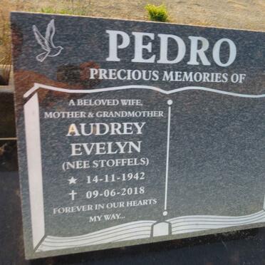 PEDRO Audrey Evelyn nee STOFFELS 1942-2018