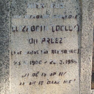 PREEZ Elizabeth, du nee JANSE VAN RENSBURG 1906-1958